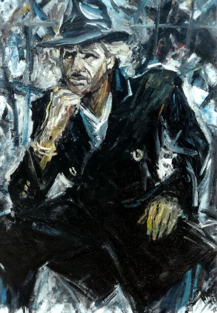 MIMMO DE MARCO, Geschäftsmann, Öl auf Leinen, 100 x 80 cm